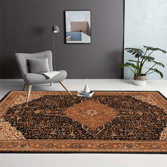 Bohemian Orange Pattern Area Carpet - Washable Non-Slip
