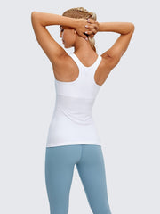 Women's High Neck Tank Top with Bra Racerback