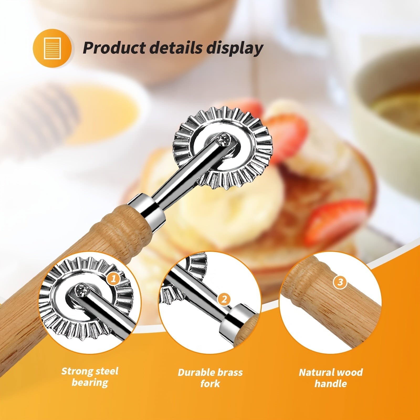Long Handle Pasta Wheel Durable Zinc Alloy Ravioli for Kitchen and Home
