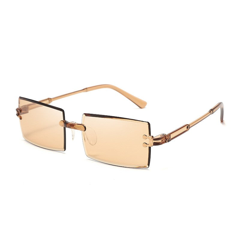 Vintage Gradient Sunglasses Square Oversized Stylish Rimless Ladies