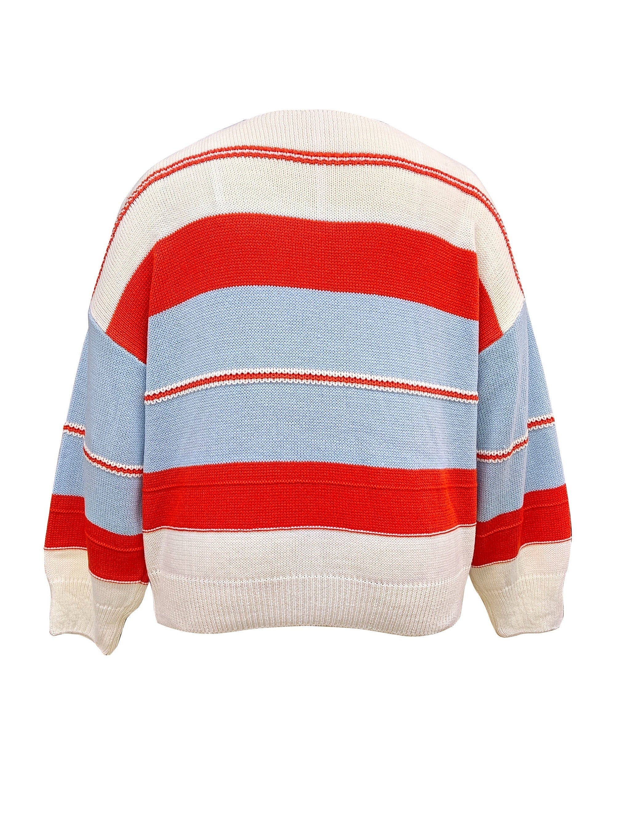 Colorblock V Neck Sweater Long Sleeve Jumper