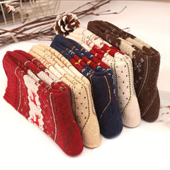 Christmas Elk Print Socks 5 Pairs Comfy & Mid Tube Women's Stockings