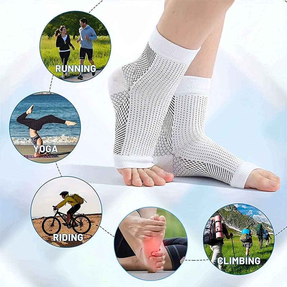 Ankle Compression Socks for Running, Cycling - Soothes Neuropathy, Plantar Fasci