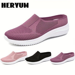 Breathable Knit Mule Sneakers for Women Lightweight Slip On Shoes