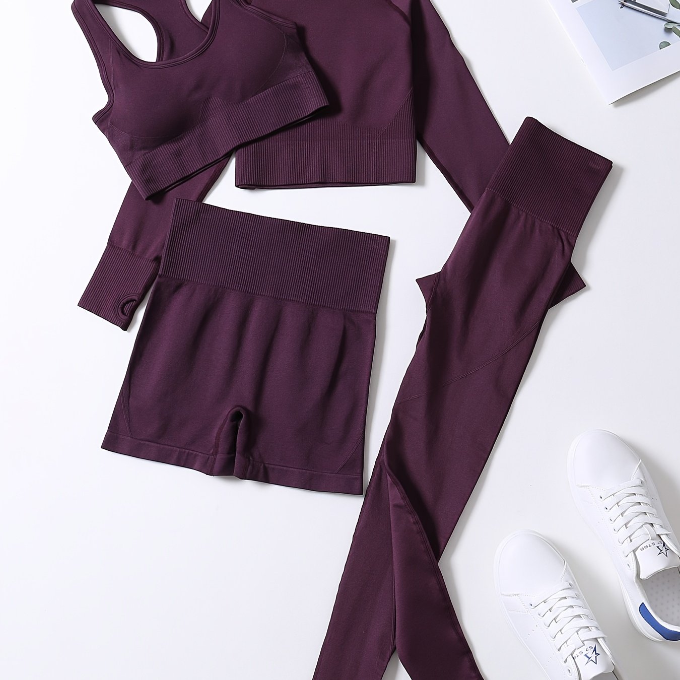 Ribbed Seamless Crop Tank High Waist Yoga Leggings Set