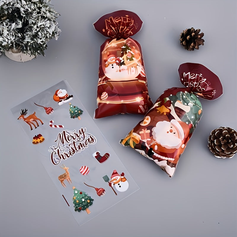 50pcs Christmas Candy Packaging Bag Small Gift DIY Baking Food Bag