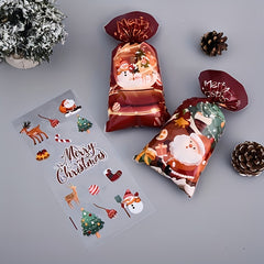 50pcs Christmas Candy Packaging Bag Small Gift DIY Baking Food Bag