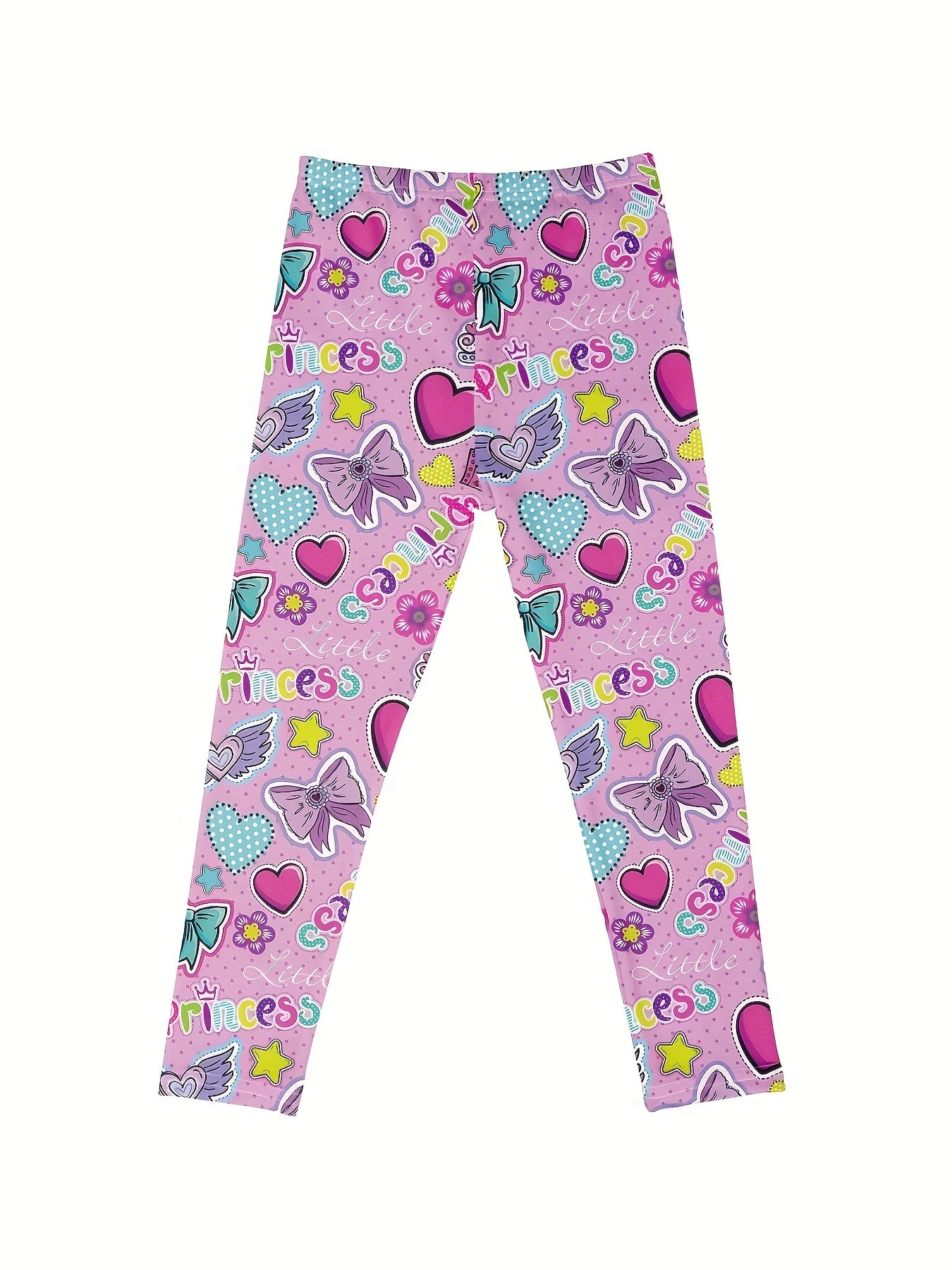Girls Unicorn Crown And Stars Athletic Leggings