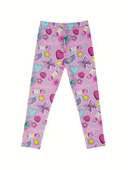 3pcs Girls Bow Heart Fish Scale Tie Dye Athletic Workout Leggings