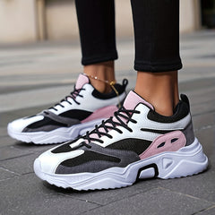Women's Shock Absorption Mesh Sneakers Lace Up Running Shoes