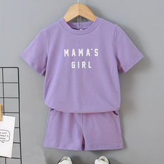 2pcs Toddler Girls MAMA'S GIRL T Shirts & Shorts Set