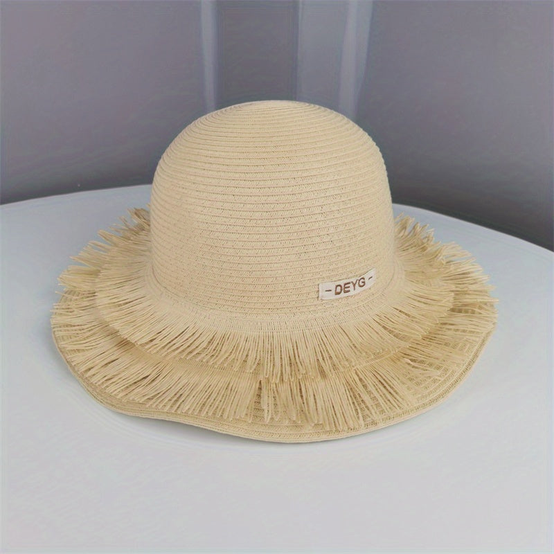 Stylish Sun Hat Double Layer Tassel Vintage Straw Hat