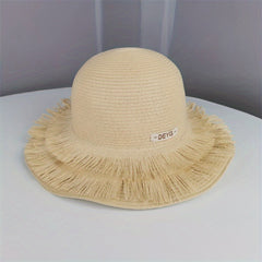 Stylish Sun Hat Double Layer Tassel Vintage Straw Hat