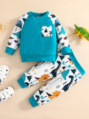 Baby Boys Dino Print Sweatshirt & Pant Set