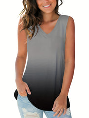 Striped Print Tank Top V Neck Sleeveless Summer Top