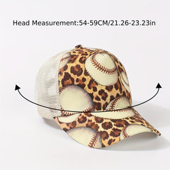 Khaki Ponytail Trucker Hat Leopard Print Baseball Cap