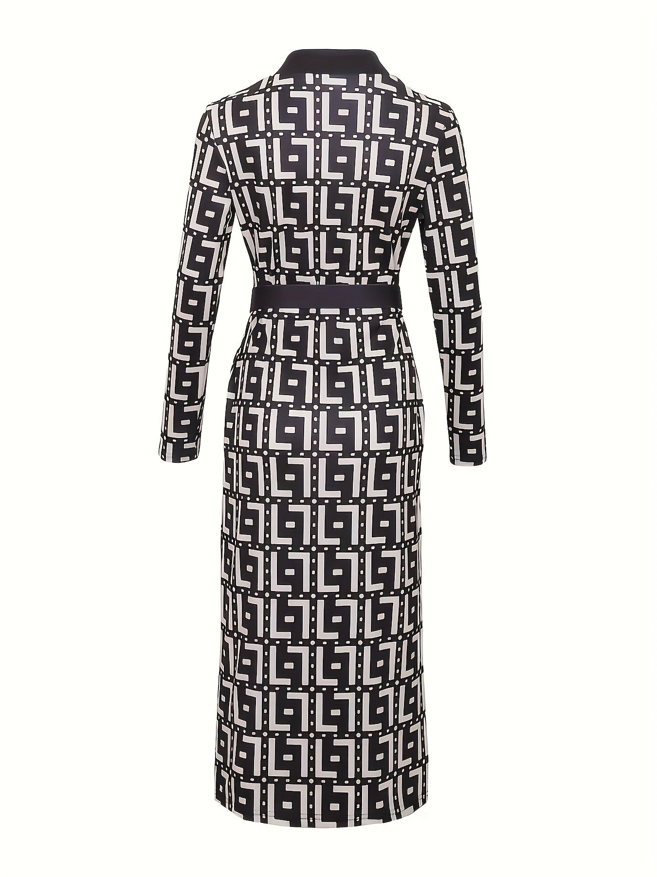 Polka Dot Bodycon V Neck Long Sleeve Dress