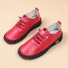 Women's Solid Flat Sneakers Casual Lace Up Low Top Shoes