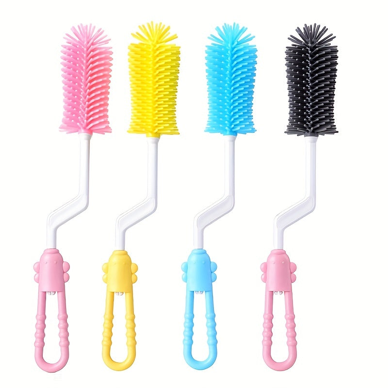 360 Rotating Silicone Bottle Brush Set for Baby Bottles, Pacifiers & Straws