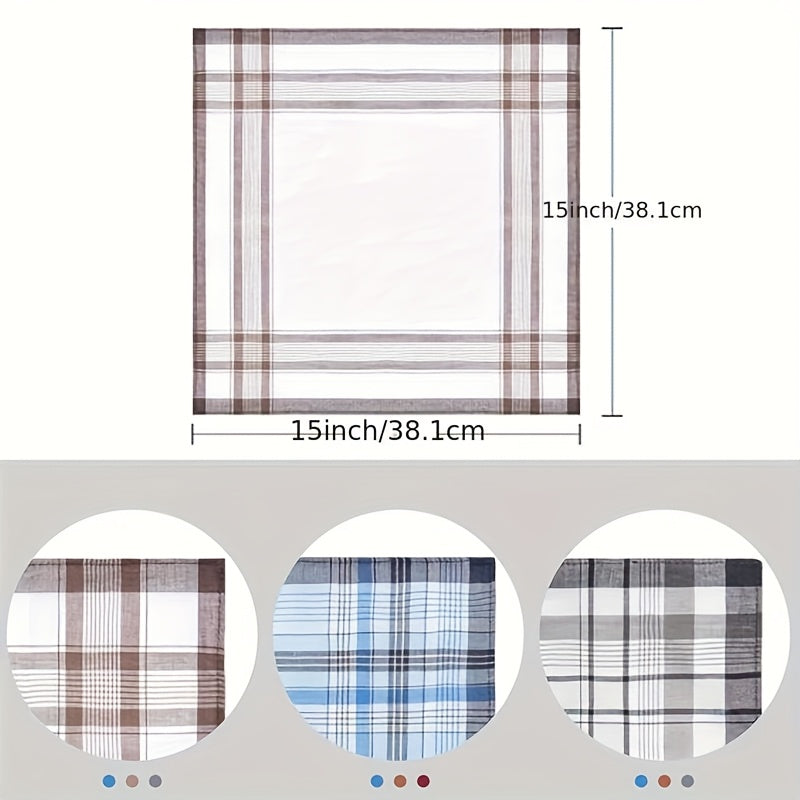 6pcs Men's Handkerchief Set Classic Plaid Soft Absorbent Pocket Square Hankies