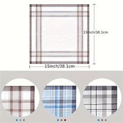 6pcs Men's Handkerchief Set Classic Plaid Soft Absorbent Pocket Square Hankies