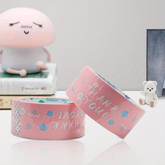 1pc 68m Thank You Cartoon Printed Packing Tape for Sealing Boxes