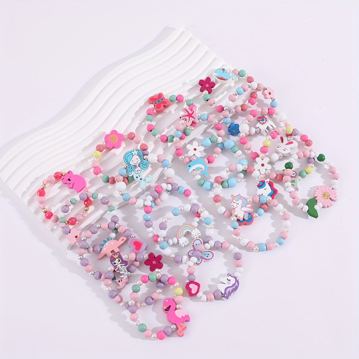 20pcs Beaded Mermaid & Unicorn Bracelet Set for Girls Holiday Party