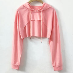Casual Sports Solid Hoodie For Women