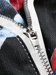 Boys Skull Graffiti Slim Jeans Denim Pants