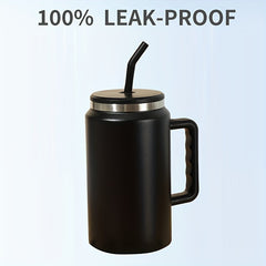 50oz Stainless Steel Water Cup Handle Leakproof Outdoor Sports Fitness Travel