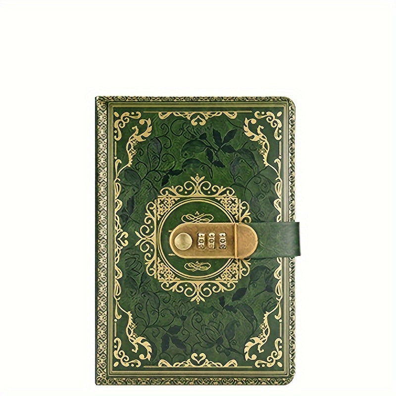 Retro Floral Pattern Password Lock Diary Student Notebook