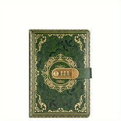 Retro Floral Pattern Password Lock Diary Student Notebook