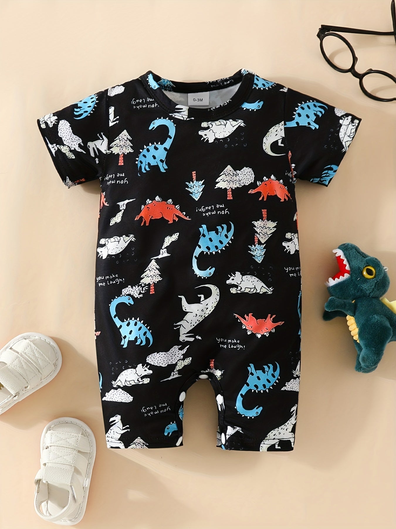 Animal Print Short Sleeve Romper Jumpsuit for Baby Boys and Girls