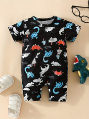 Animal Print Short Sleeve Romper Jumpsuit for Baby Boys and Girls