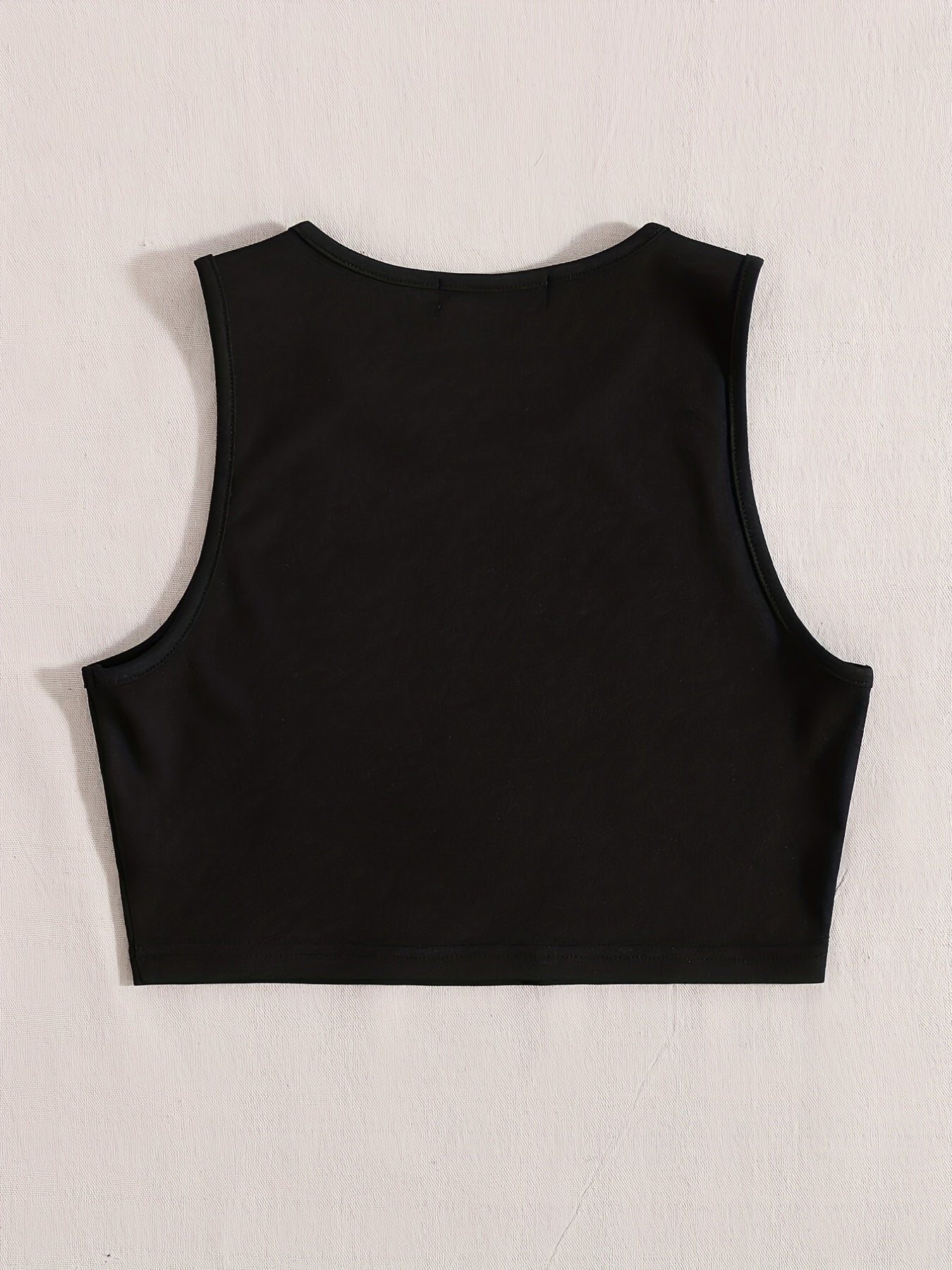 Letter Print Crop Tank Top Sleeveless Casual Crop Top For S...