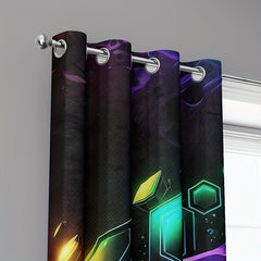 2pcs Game Controllers Printed Curtain Vibrant Colorful Polyester Fiber