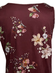 Floral Print Button Tank Top Sleeveless V Neck Tank Top