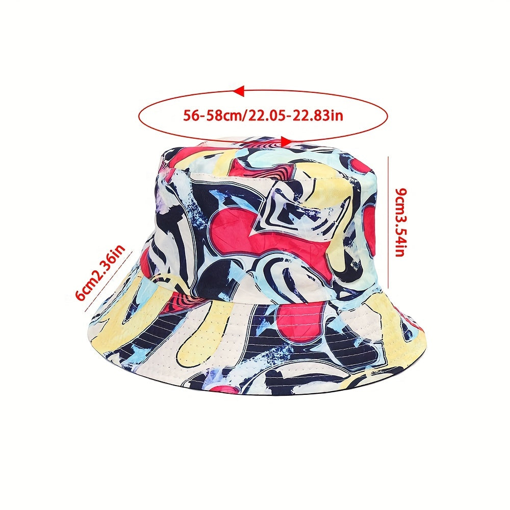 Geometric Pattern Bucket Hat Sun Shade Double-Sided Sunhat