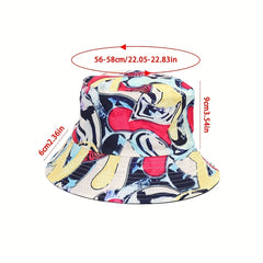 Geometric Pattern Bucket Hat Sun Shade Double-Sided Sunhat