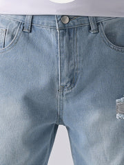 Men's Ripped Denim Shorts: Casual Street Style Distressed Denim Shorts