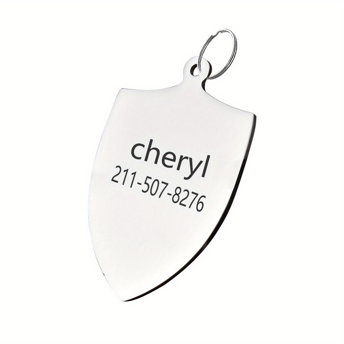Custom Shield Shape Dog ID Tag with Personalized Phone Number
