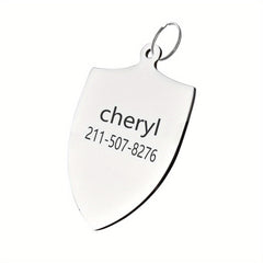 Custom Shield Shape Dog ID Tag with Personalized Phone Number
