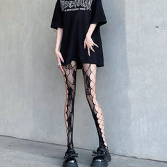 Jacquard Fishnet Tights Strappy Mesh Pantyhose Stockings