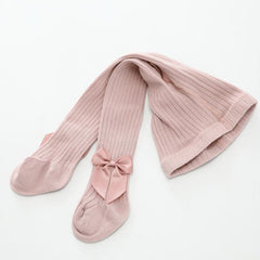 Baby Girls Cable Knit Tights with Bow Pink