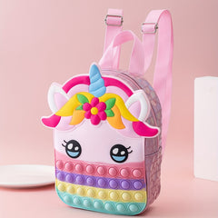 Sweet Unicorn Girls Backpack Silicone Soft Surface Bag Toy Bag