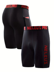 Men's Compression Shorts w/ Pocket Athletic High Stretch Base Layer