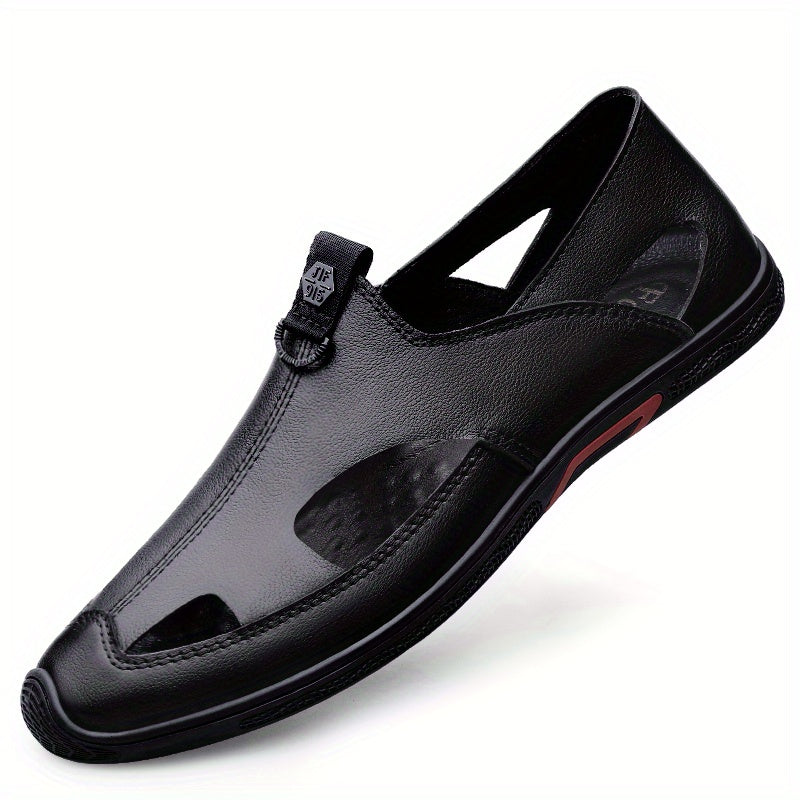 Men's Hollow Out Faux Leather Loafer Shoes Lightweight Non Slip Sandals