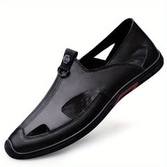 Men's Hollow Out Faux Leather Loafer Shoes Lightweight Non Slip Sandals