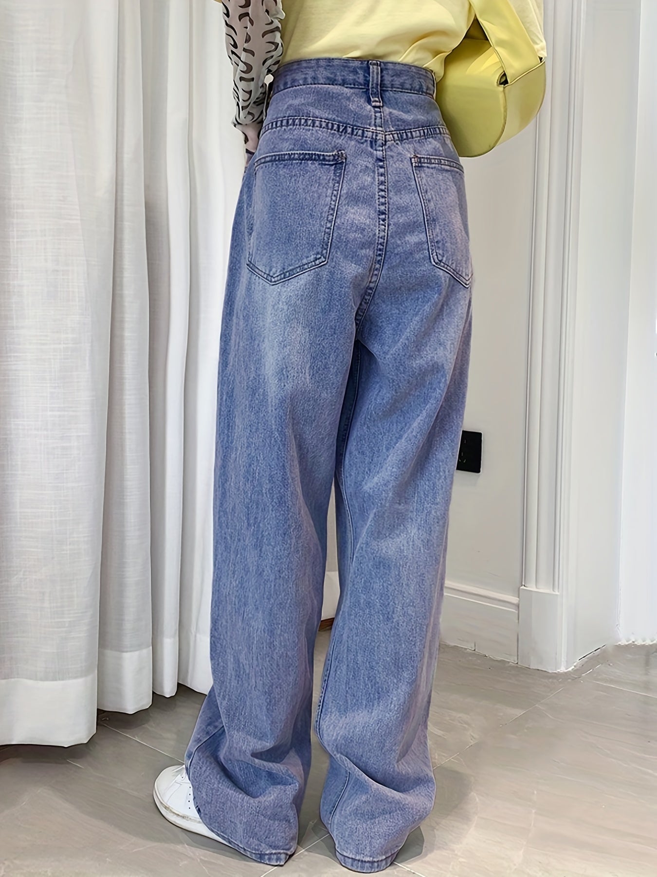 High Waist Straight Jeans Loose Fit Casual Baggy Jeans Women's Denim