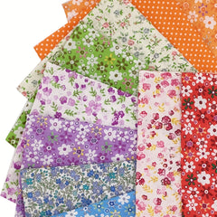 12pcs Rainbow Series Cotton Patchwork Fabric Flowers Precut Different Pattern